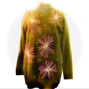 WOW!!! Wool dress embroidered with gold beads.